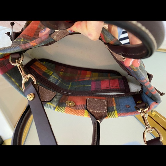 Dooney & Burke Madras Plaid Small Tassel Ladybug Tote Bag / Satchel EUC - Picture 5 of 16